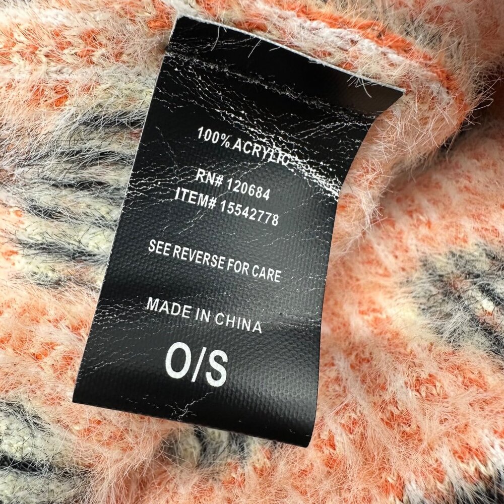 Mushroom Beanie Winter Sock Hat Fuzzy Childs One Size Kids Orange Black - Picture 5 of 8